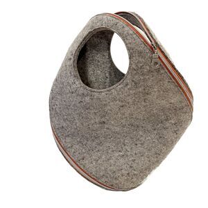 Josh Jackus "Um" Felted Wool Sculptural Bag Grey Full Zip
